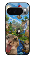 Minecraft Cat Chaos Google Pixel 10 Pro Glass Case Back Cover by Casekaro