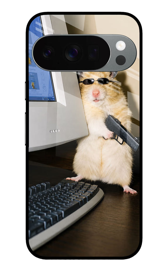 Hacker Hamster Google Pixel 10 Pro Glass Case Back Cover by Casekaro