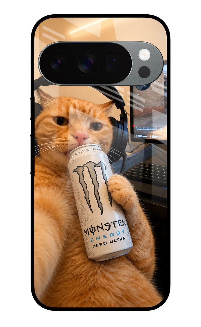 Gamer Cat Energy Google Pixel 10 Pro Glass Case Back Cover by Casekaro