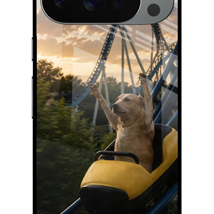Rollercoaster Dog Google Pixel 10 Pro Glass Case Back Cover by Casekaro