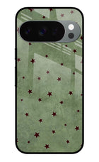 Green Stars Google Pixel 10 Pro Glass Case Back Cover by Casekaro