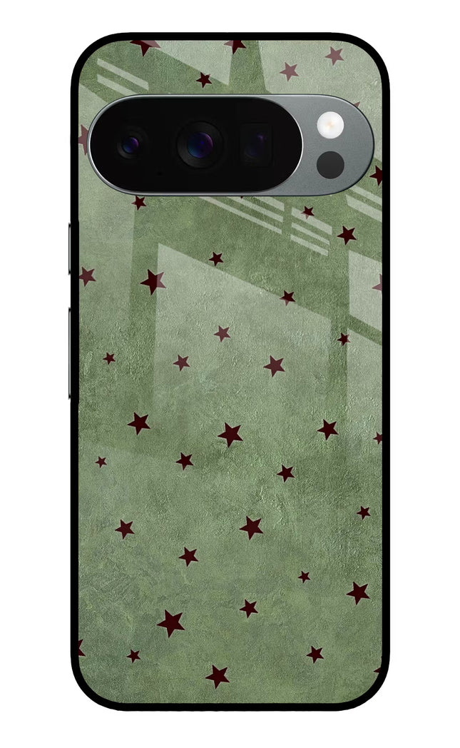 Green Stars Google Pixel 10 Pro Glass Case Back Cover by Casekaro