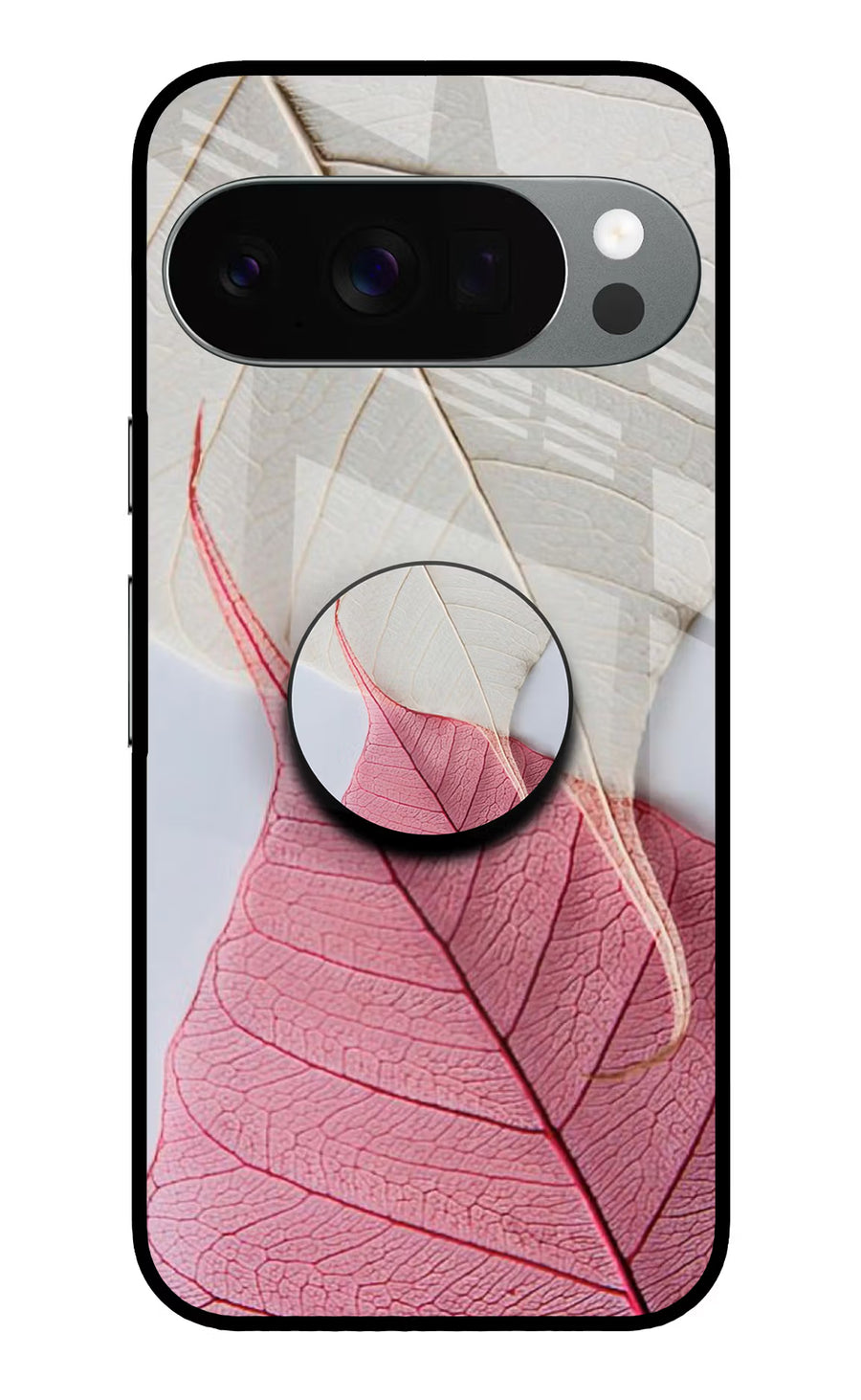 White Pink Leaf Google Pixel 10 Pro Pop Case, Glass case