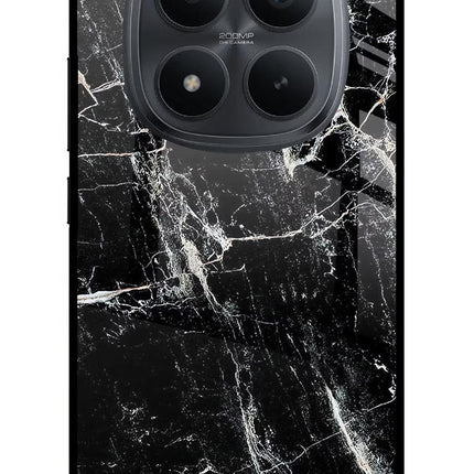 Black Marble Texture Redmi Note 15 Pro+ 5G Glass Case Back Cover by Casekaro