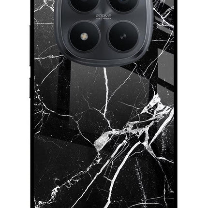 Black Marble Pattern Redmi Note 15 Pro+ 5G Glass Case Back Cover by Casekaro