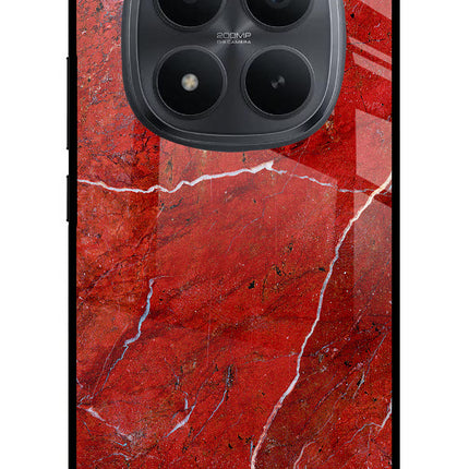 Red Marble Design Redmi Note 15 Pro+ 5G Glass Case Back Cover by Casekaro