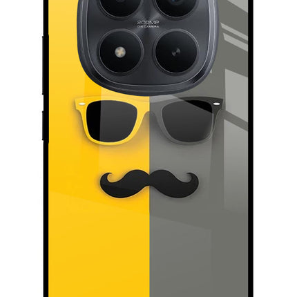 Sunglasses with Mustache Redmi Note 15 Pro+ 5G Glass Case Back Cover by Casekaro