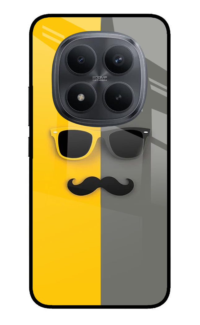 Sunglasses with Mustache Redmi Note 15 Pro+ 5G Glass Case Back Cover by Casekaro