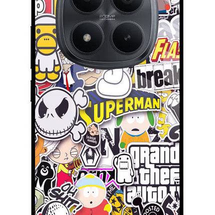 Sticker Bomb Redmi Note 15 Pro+ 5G Glass Case Back Cover by Casekaro