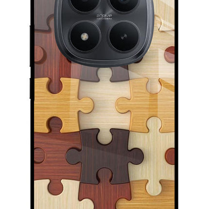 Wooden Puzzle Redmi Note 15 Pro+ 5G Glass Case Back Cover by Casekaro