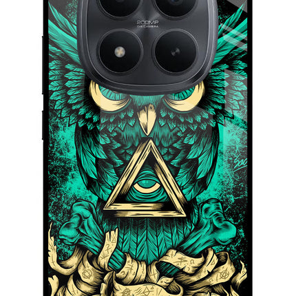 Green Owl Redmi Note 15 Pro+ 5G Glass Case Back Cover by Casekaro