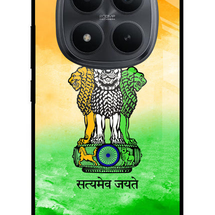 Satyamev Jayate Flag Redmi Note 15 Pro+ 5G Glass Case Back Cover by Casekaro