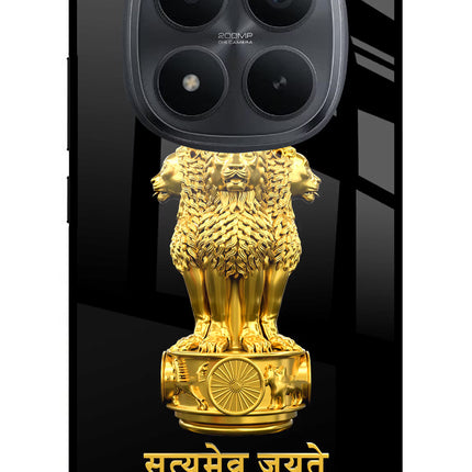 Satyamev Jayate Golden Redmi Note 15 Pro+ 5G Glass Case Back Cover by Casekaro