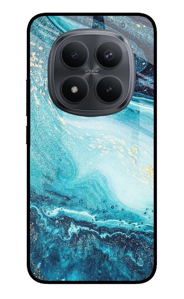Blue Glitter Marble Redmi Note 15 Pro+ 5G Glass Case Back Cover by Casekaro