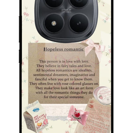 Hopeless Romantic Redmi Note 15 Pro+ 5G Glass Case Back Cover by Casekaro