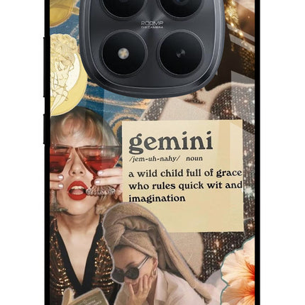 Gemini Zodiac Redmi Note 15 Pro+ 5G Glass Case Back Cover by Casekaro