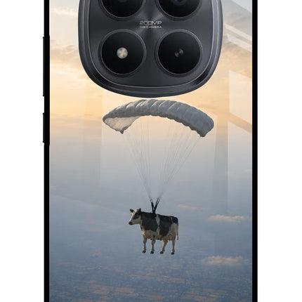Skydiving Cow Redmi Note 15 Pro+ 5G Glass Case Back Cover by Casekaro