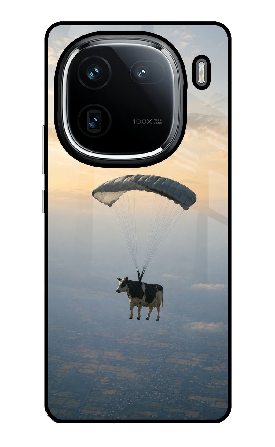 Skydiving Cow iQOO 12 5G Back Cover, Glass case