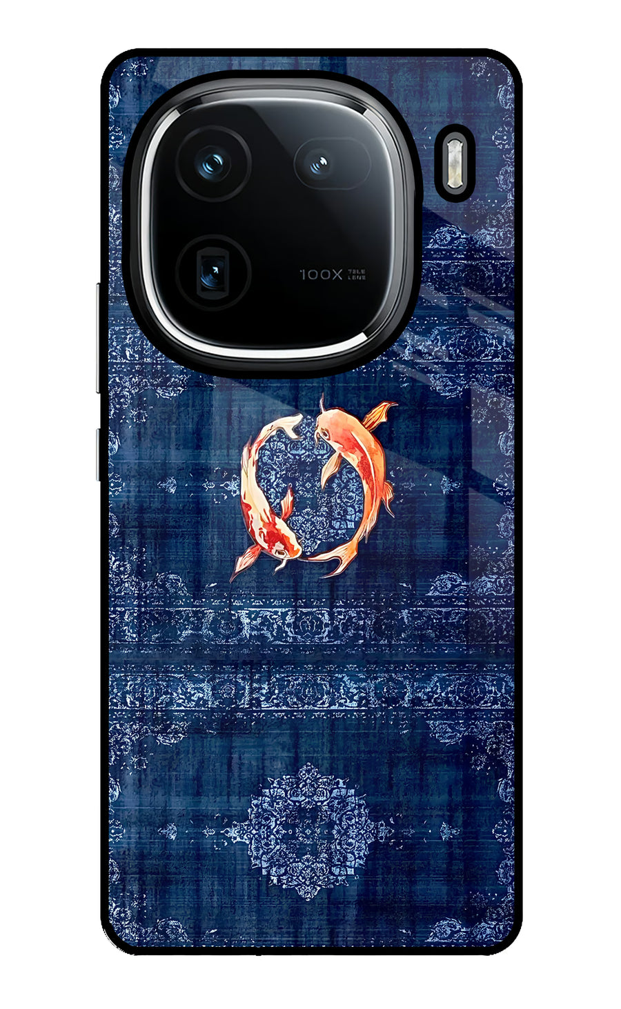 Koi Blue iQOO 12 5G Back Cover, Glass case