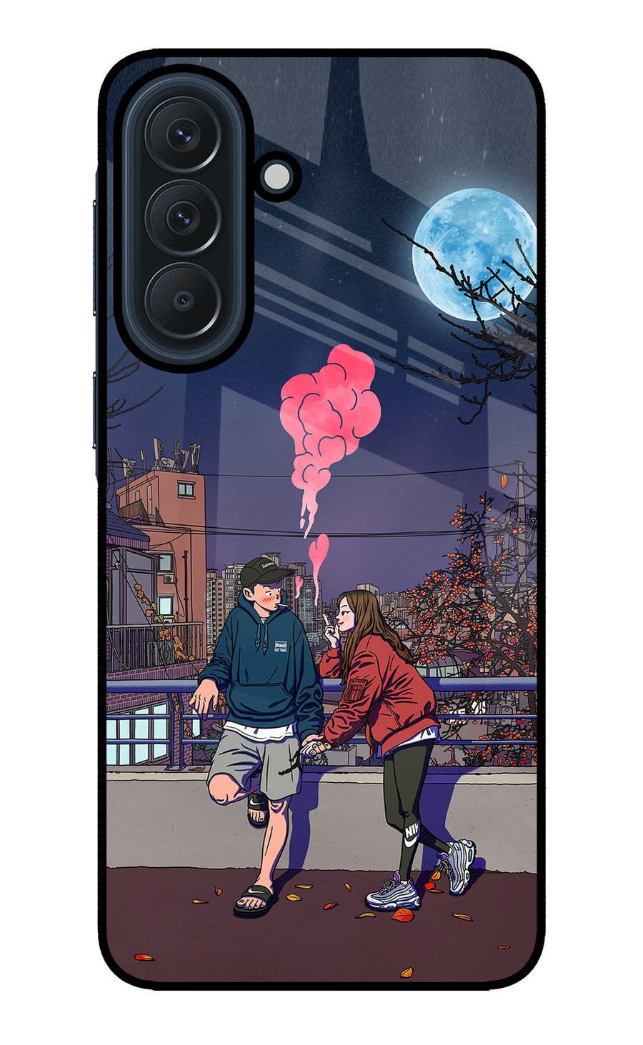 Chilling Couple Samsung A57 5G Back Cover, Glass case