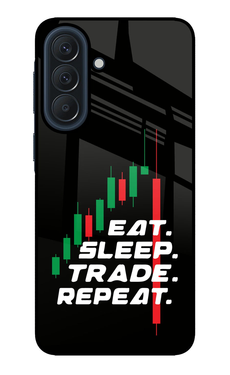 Eat Sleep Trade Repeat Samsung A57 5G Back Cover, Glass case