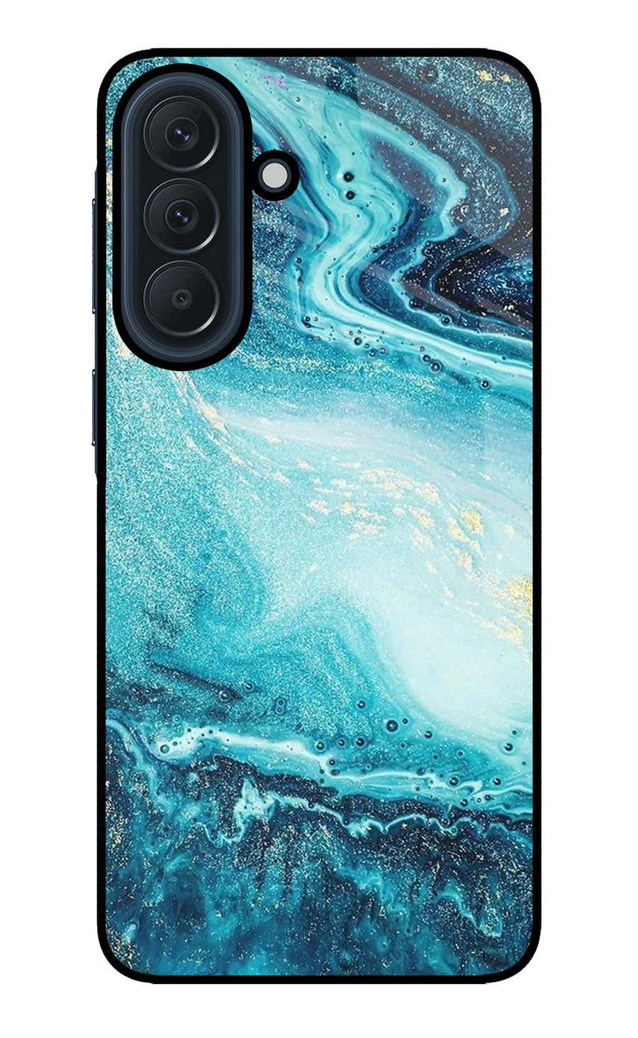 Blue Glitter Marble Samsung A57 5G Back Cover, Glass case