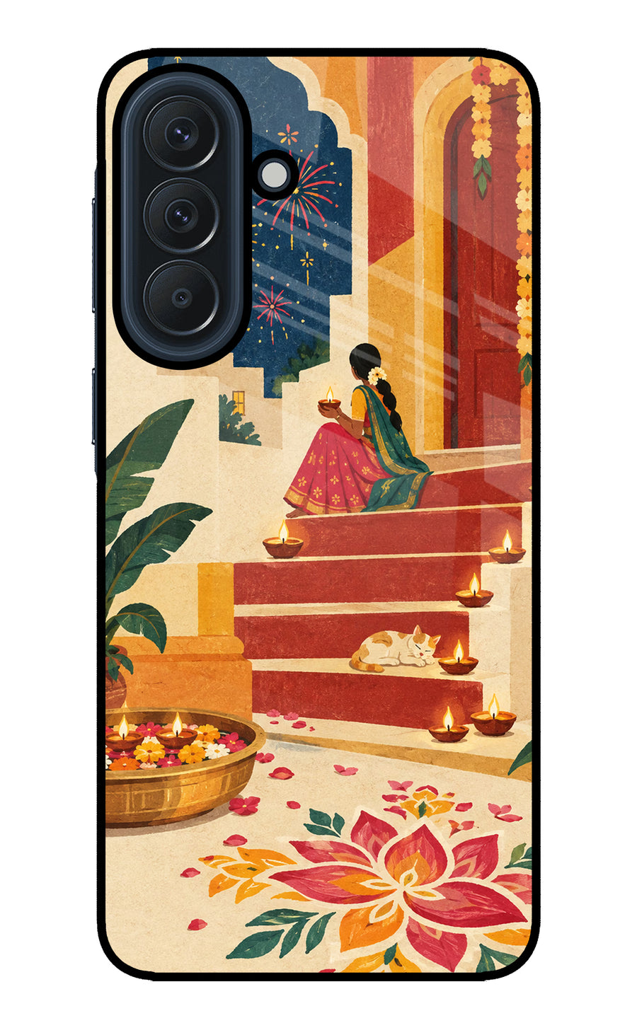 Diwali Rangoli Samsung A57 5G Back Cover, Glass case