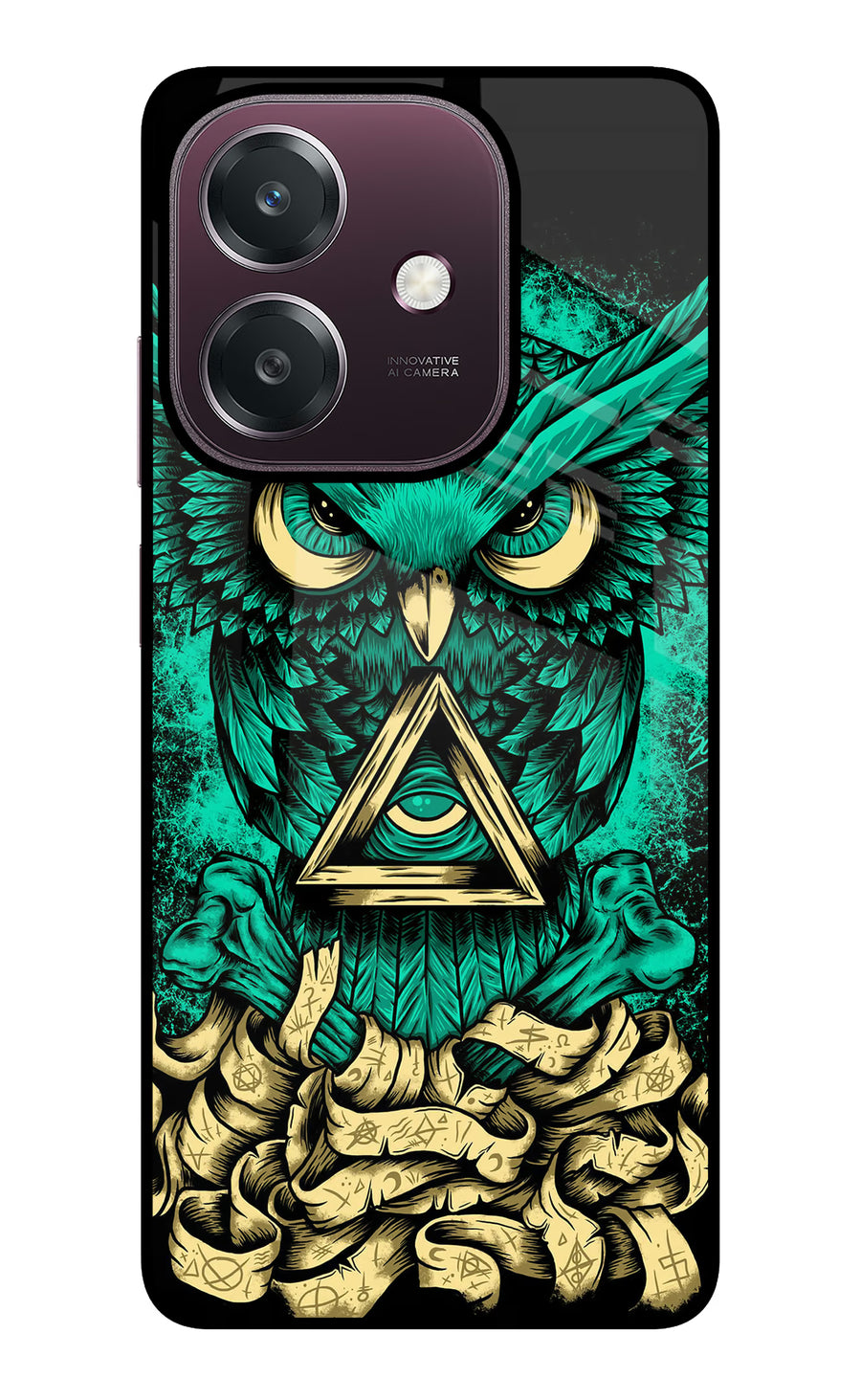 Green Owl Oppo A3 5G Back Cover, Glass case