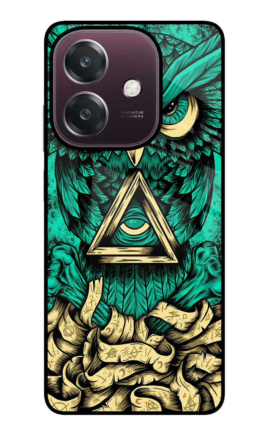 Green Owl Oppo A3 5G Back Cover, Glass case