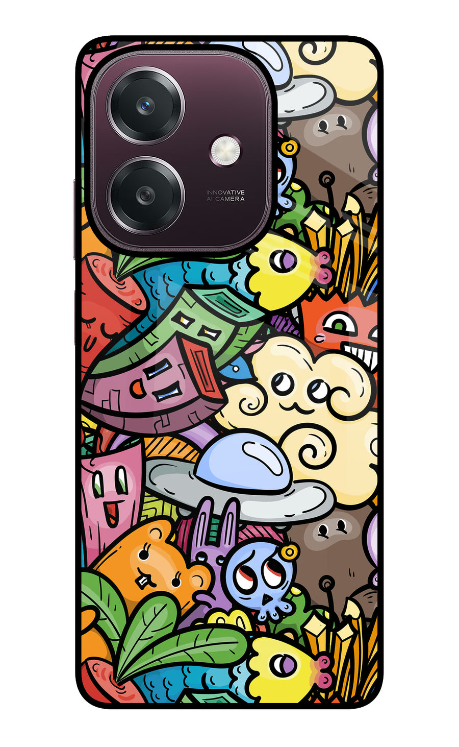 Veggie Doodle Oppo A3 5G Back Cover, Glass case