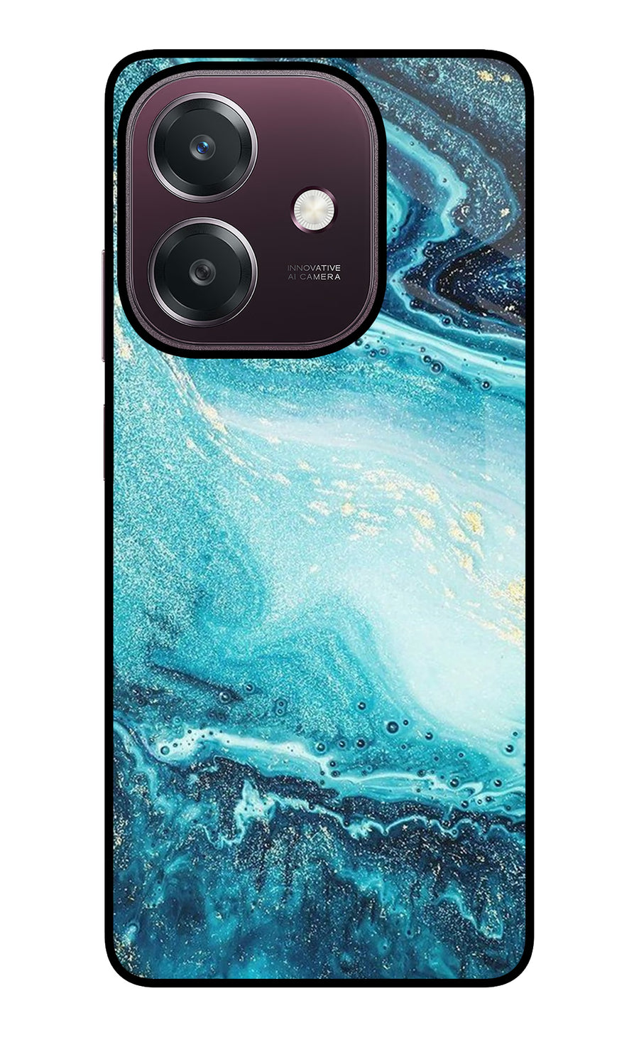 Blue Glitter Marble Oppo A3 5G Back Cover, Glass case