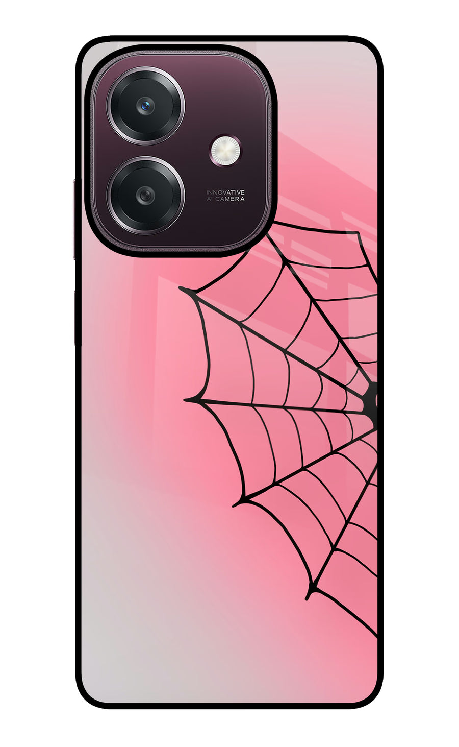 Pink Web Oppo A3 5G Back Cover, Glass case