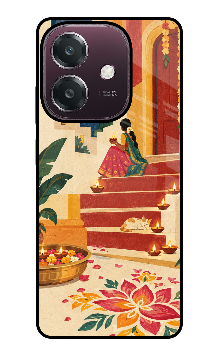 Diwali Rangoli Oppo A3 5G Back Cover, Glass case