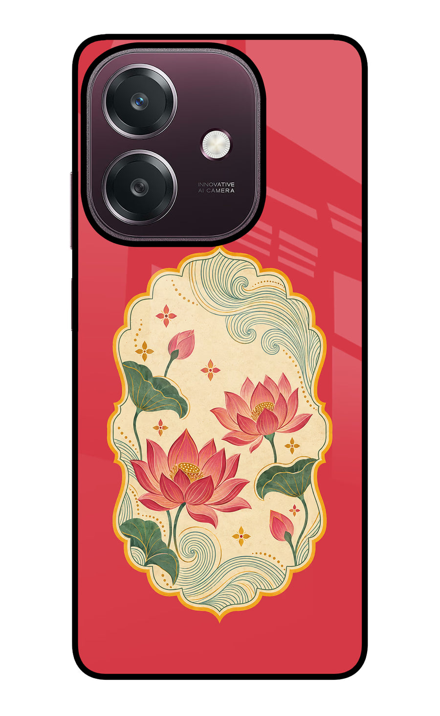 Pink Lotus Oppo A3 5G Back Cover, Glass case
