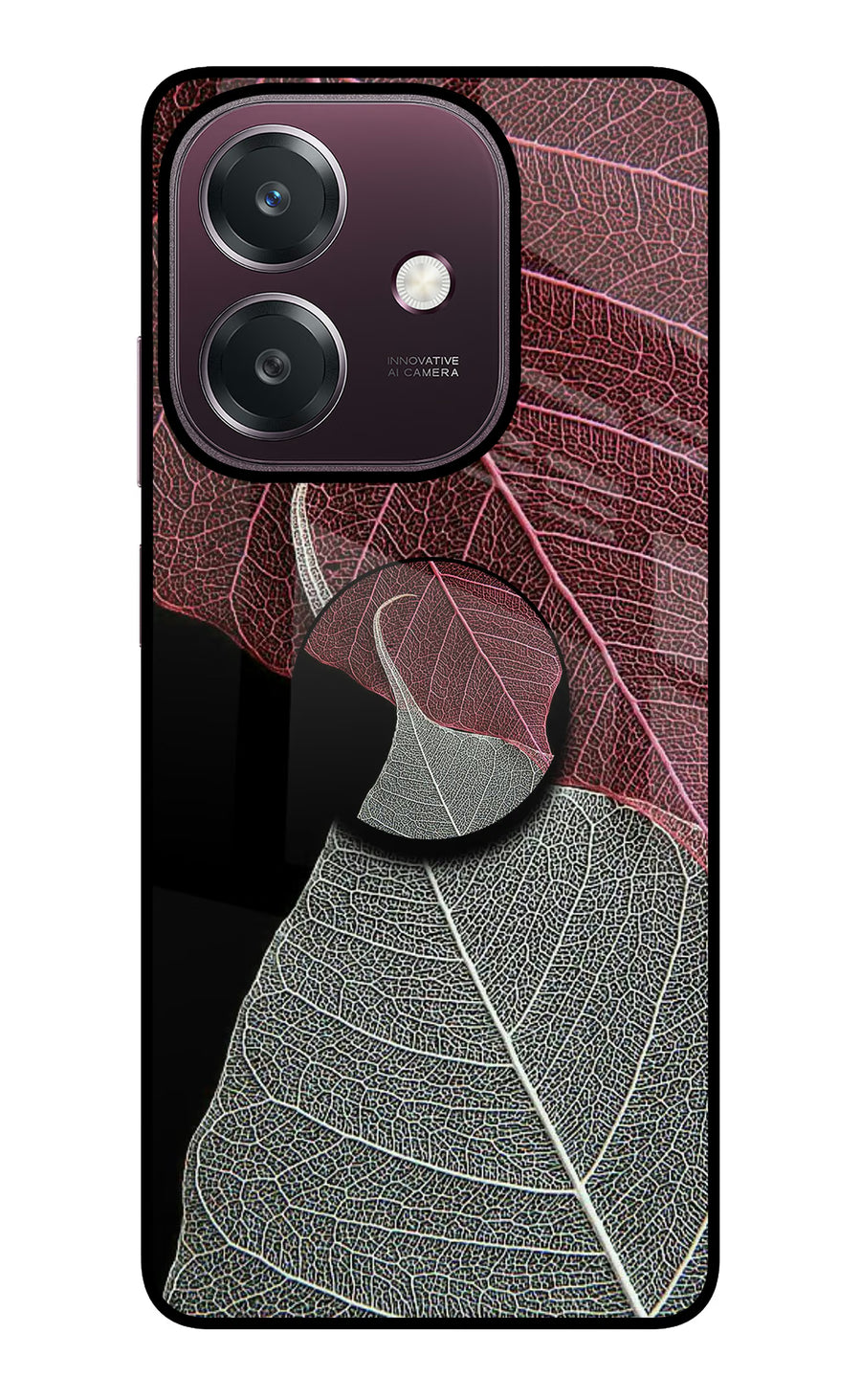 Leaf Pattern Oppo A3 5G Pop Case, Glass case