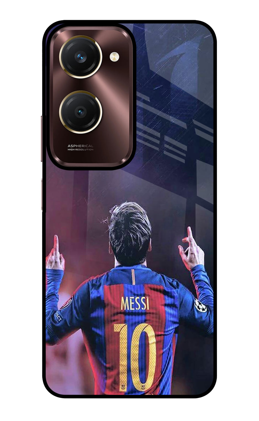 Messi Vivo Y28e 5G Back Cover, Glass case
