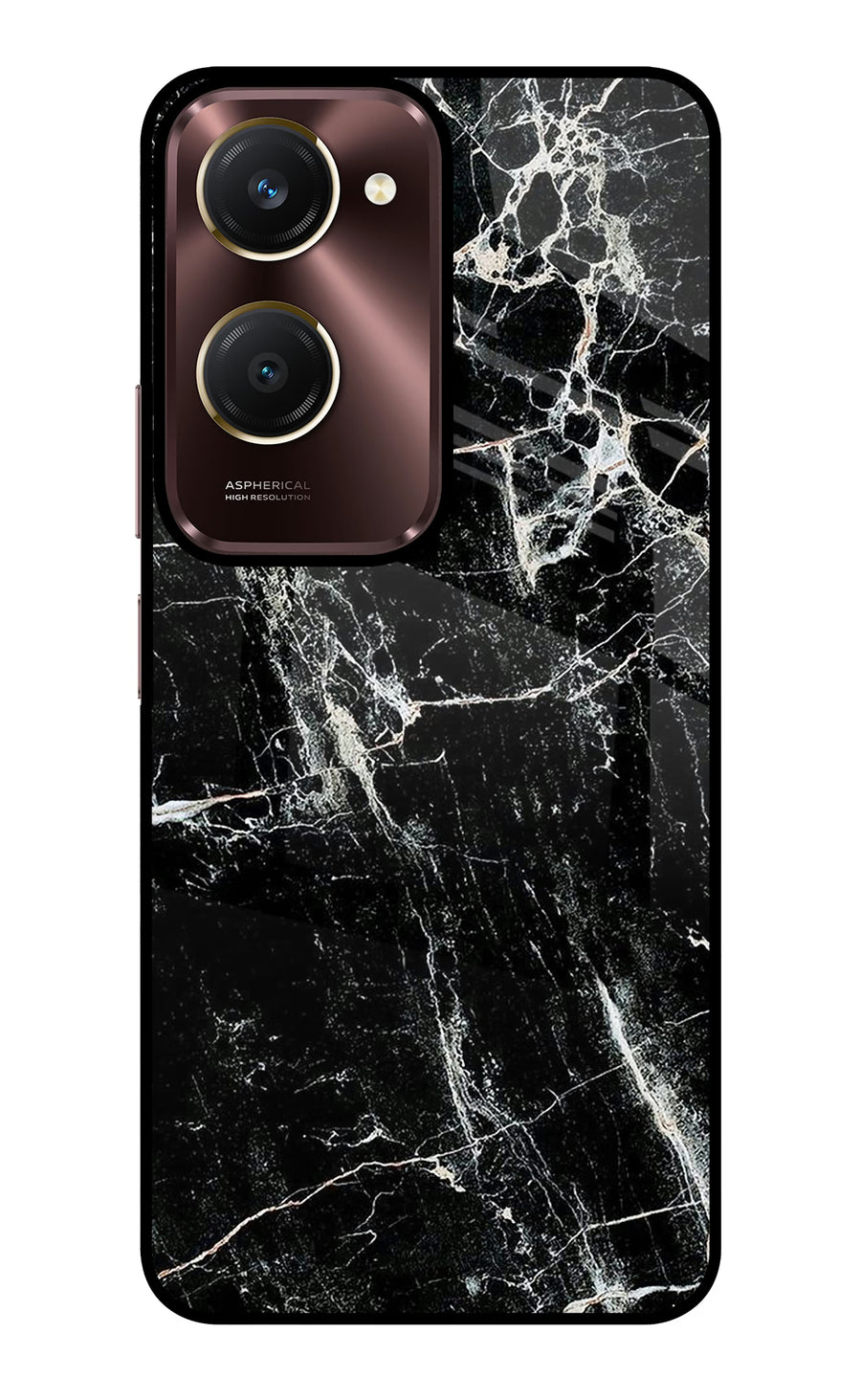 Black Marble Texture Vivo Y28e 5G Back Cover, Glass case