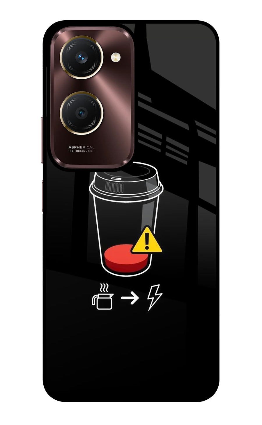 Coffee Vivo Y28e 5G Back Cover, Glass case