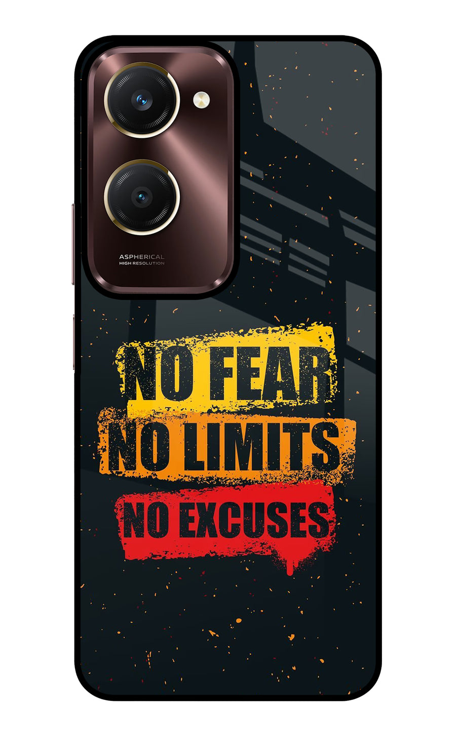 No Fear No Limits No Excuse Vivo Y28e 5G Back Cover, Glass case