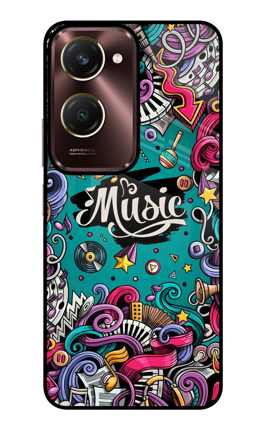 Music Graffiti Vivo Y28e 5G Back Cover, Glass case