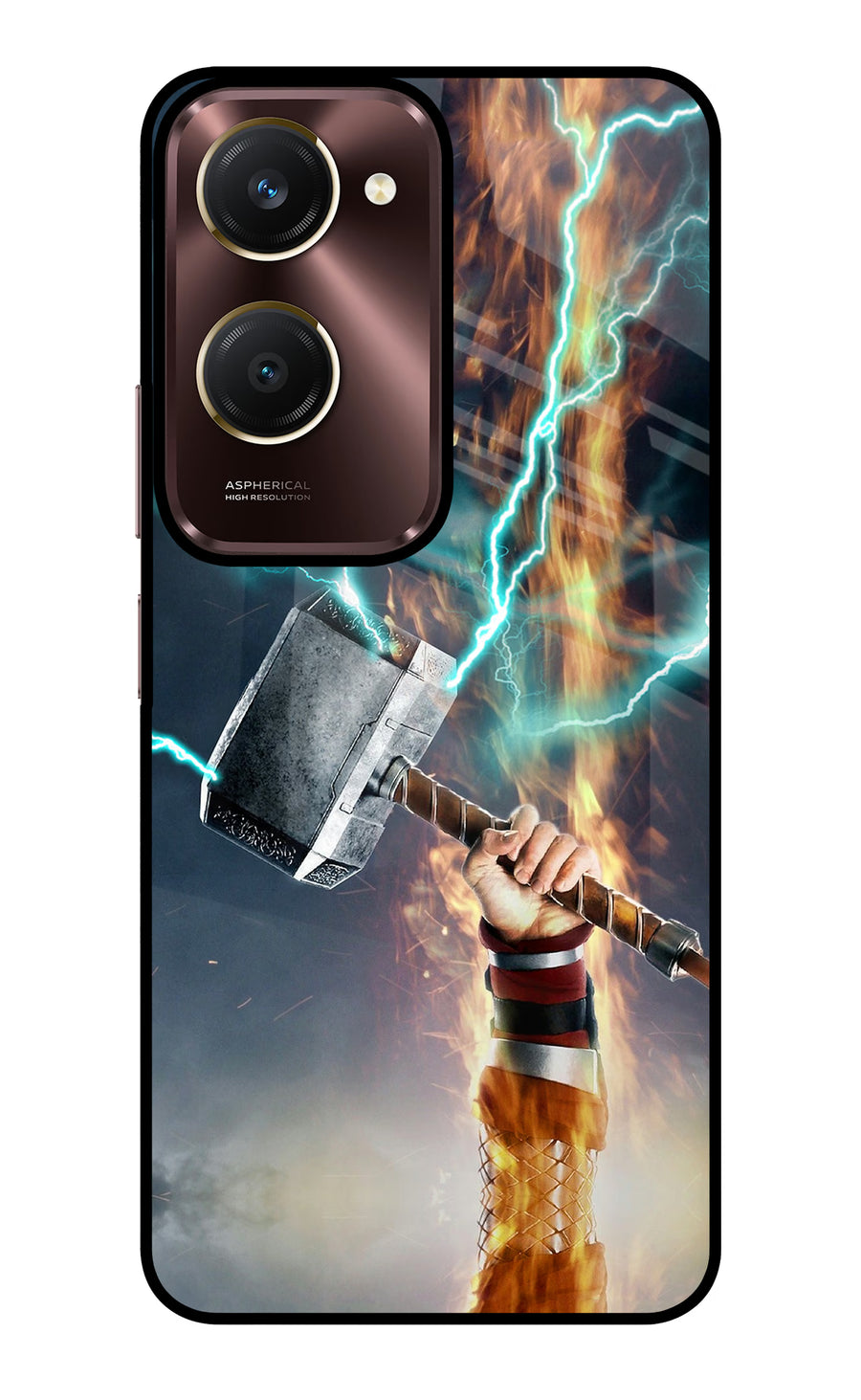 Thor Hammer Mjolnir Vivo Y28e 5G Back Cover, Glass case
