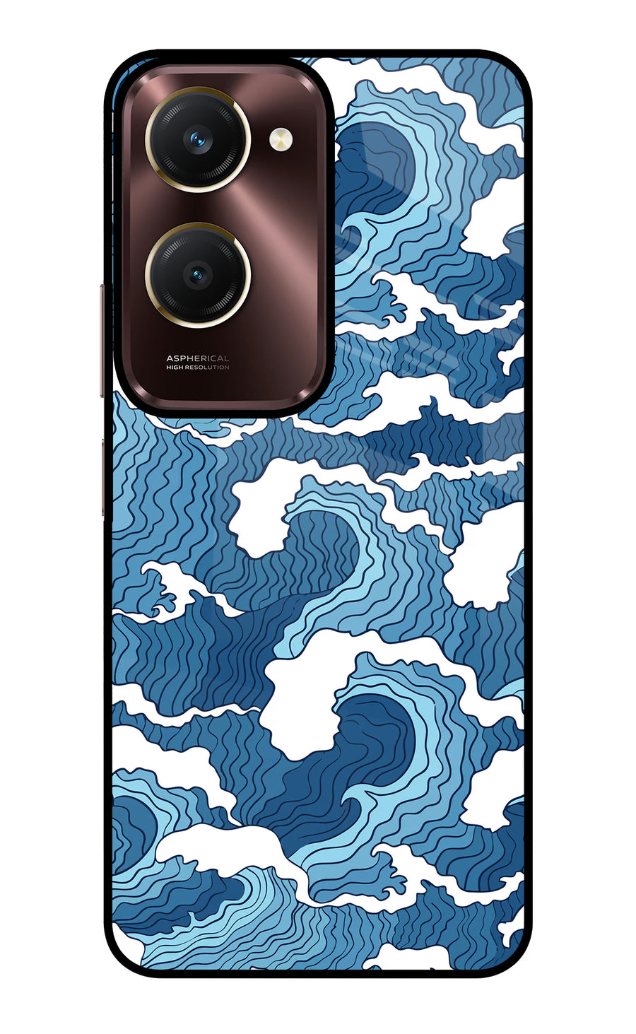 Blue Waves Vivo Y28e 5G Back Cover, Glass case