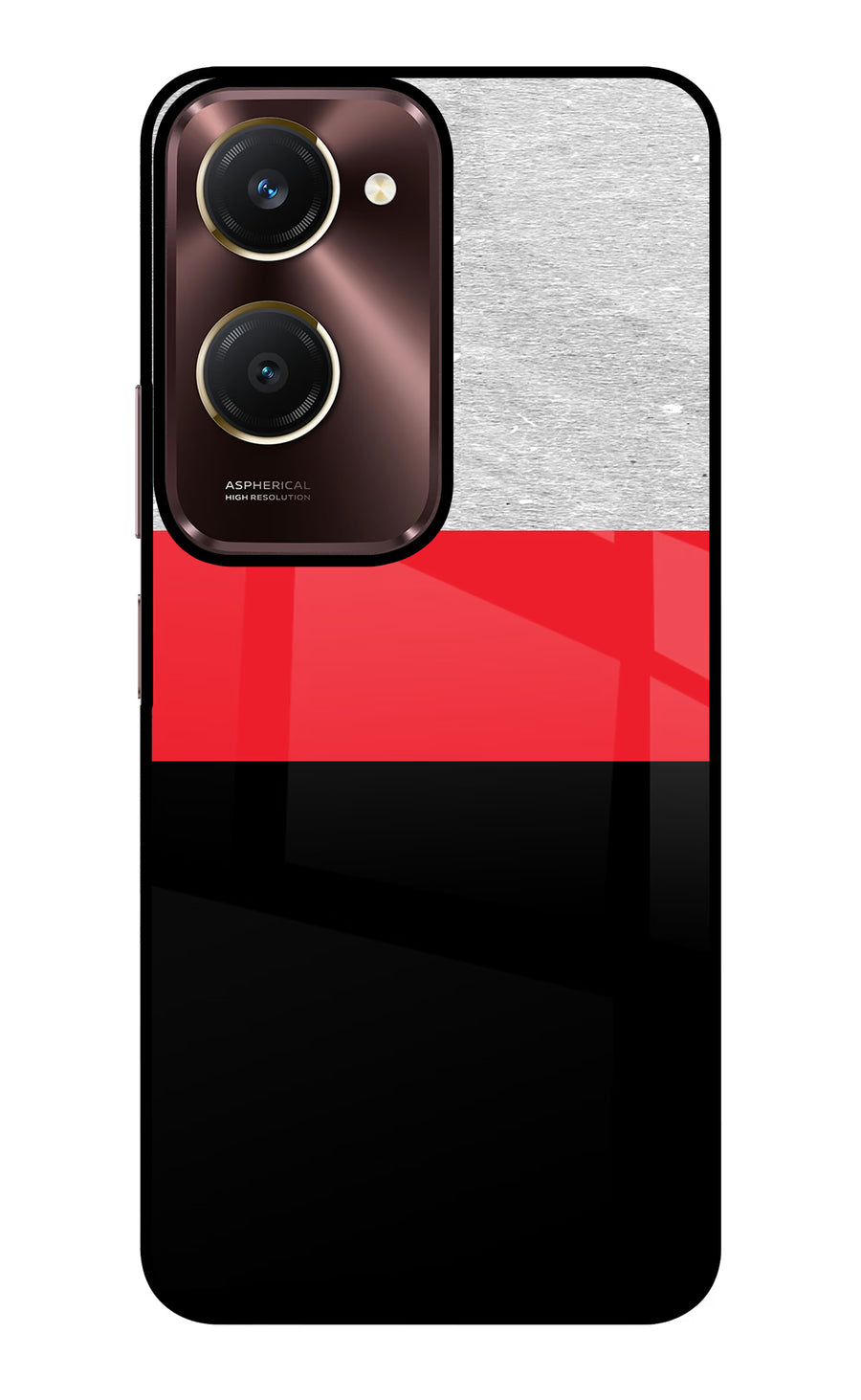 Tri Color Pattern Vivo Y28e 5G Back Cover, Glass case