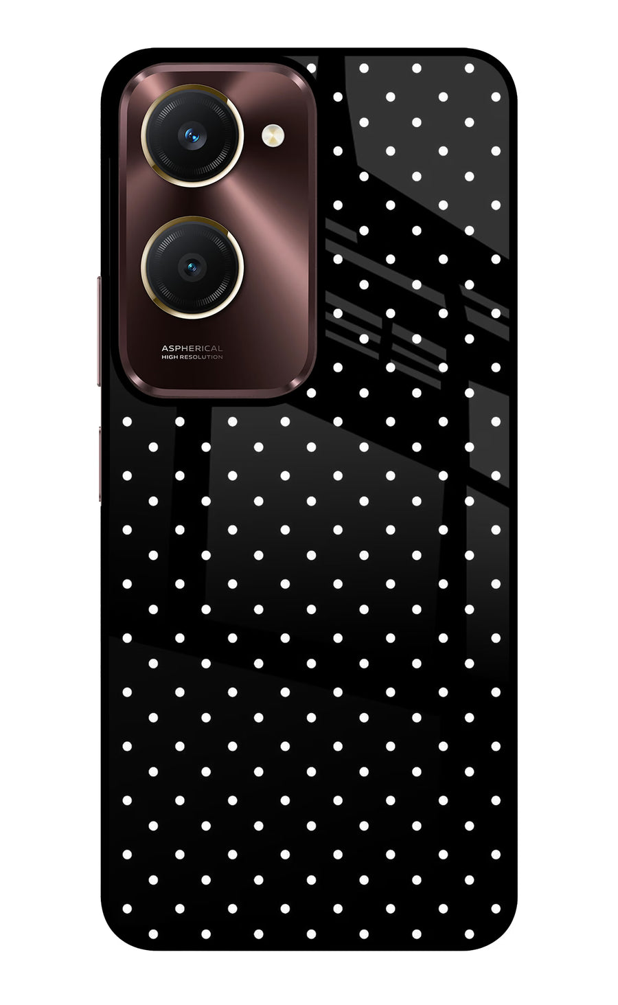 White Dots Vivo Y28e 5G Back Cover, Glass case
