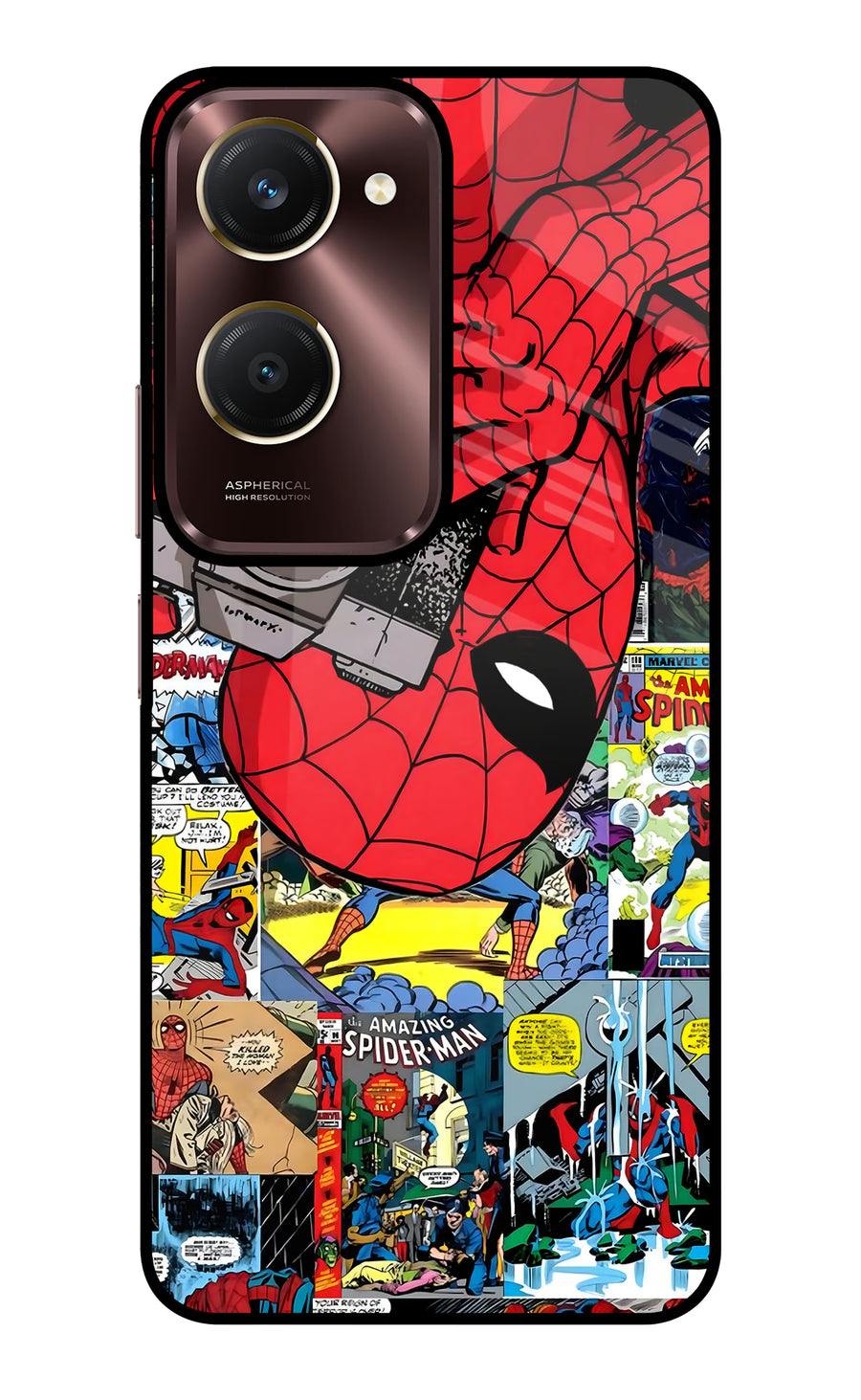 Spider Man Vivo Y28e 5G Back Cover, Glass case