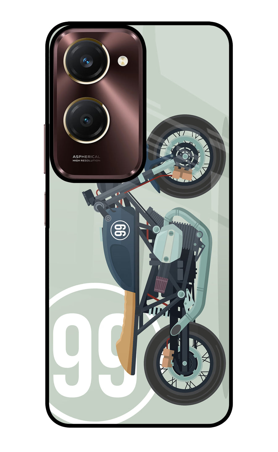 Classic Cafe Racer 99 Vivo Y28e 5G Back Cover, Glass case