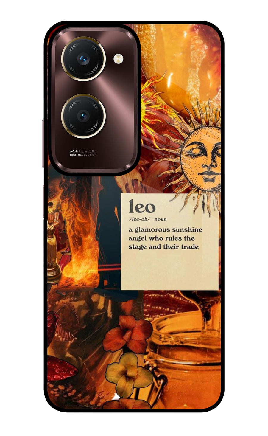 Leo Zodiac Vivo Y28e 5G Back Cover, Glass case