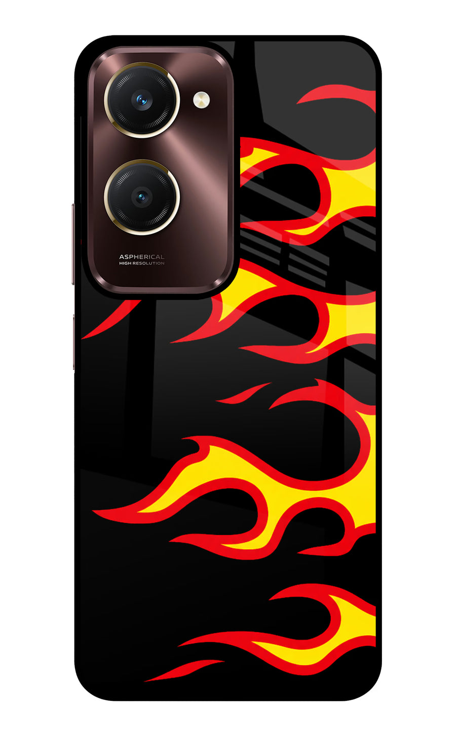 Side Sweep Flames Vivo Y28e 5G Back Cover, Glass case