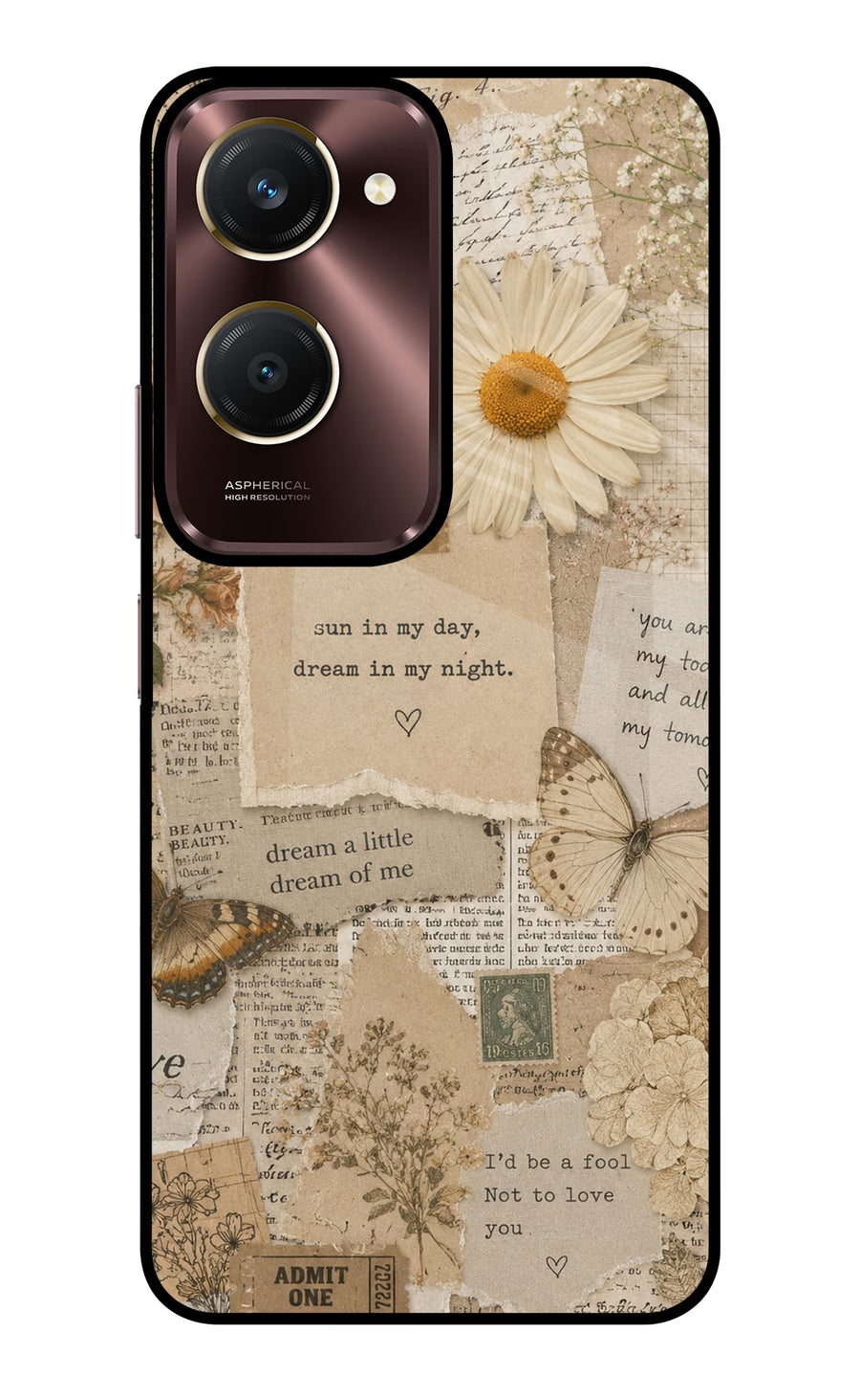 Vintage case Vivo Y28e 5G Back Cover, Glass case
