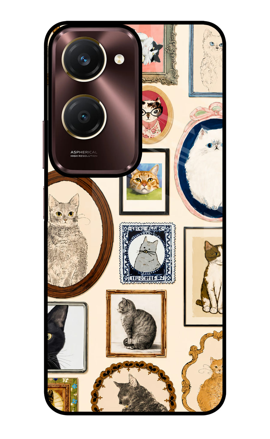 Mirror Cats Vivo Y28e 5G Back Cover, Glass case